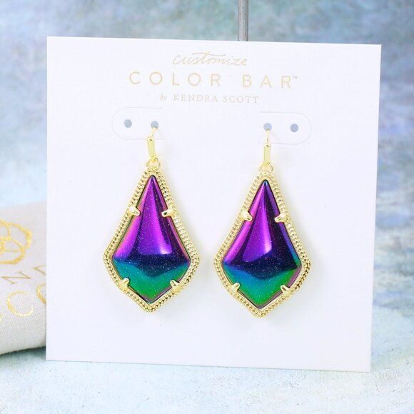Kendra Scott Jewelry - Kendra Scott Alex Iridescent Blue Goldstone Earrings Gold Plated